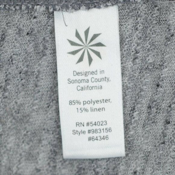 Athleta Women's Small Gray Linen Blend Scoop Neck 3/4 Sleeve Knit Blouse - Picture 8 of 9